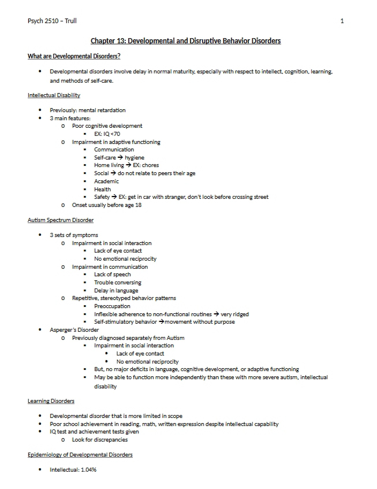 Developmental Disorders Chapter 13