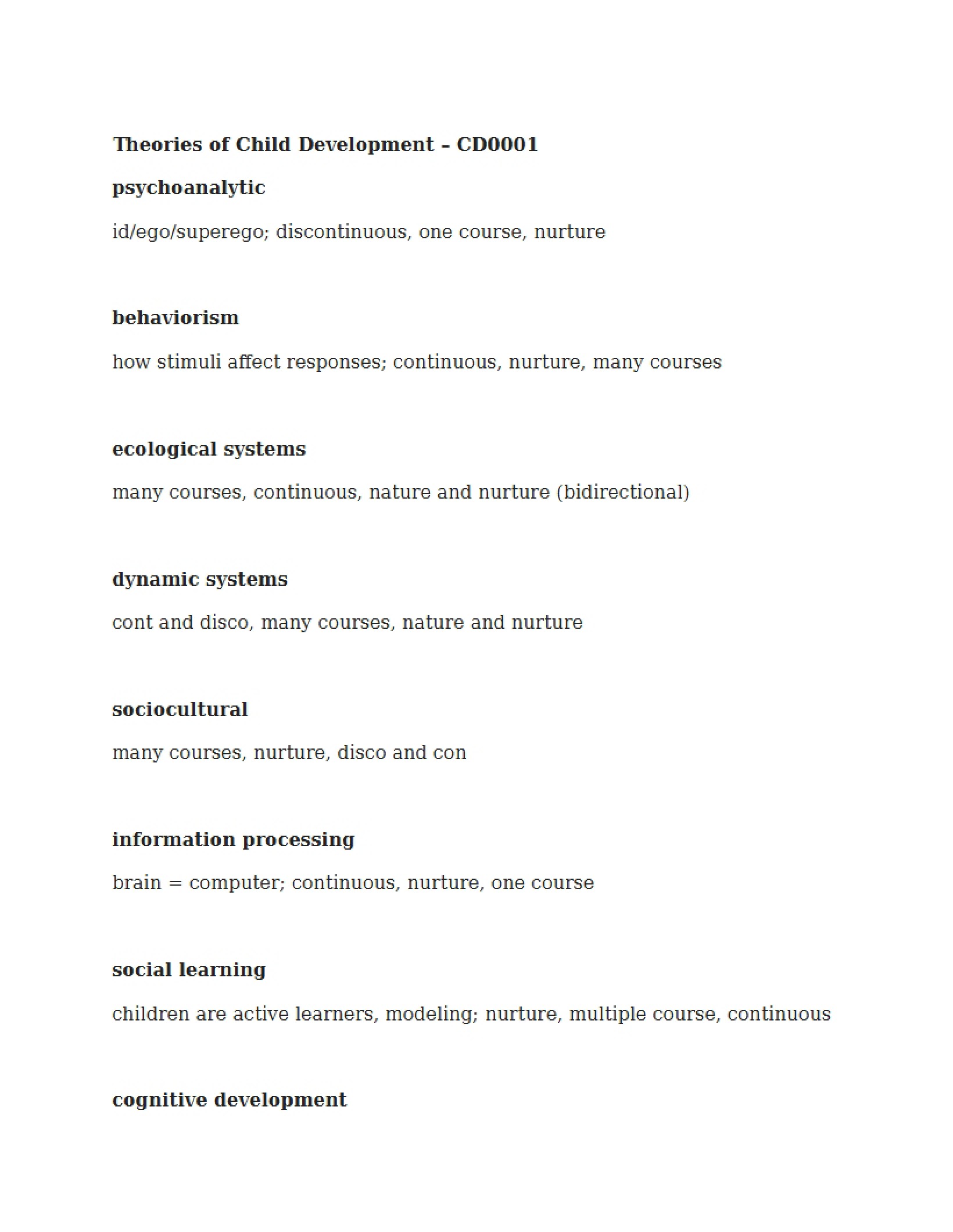 Vocabulary Theories of Child Development