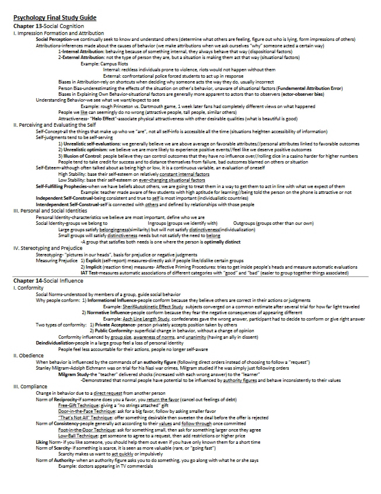 Review Sheet Psychology
