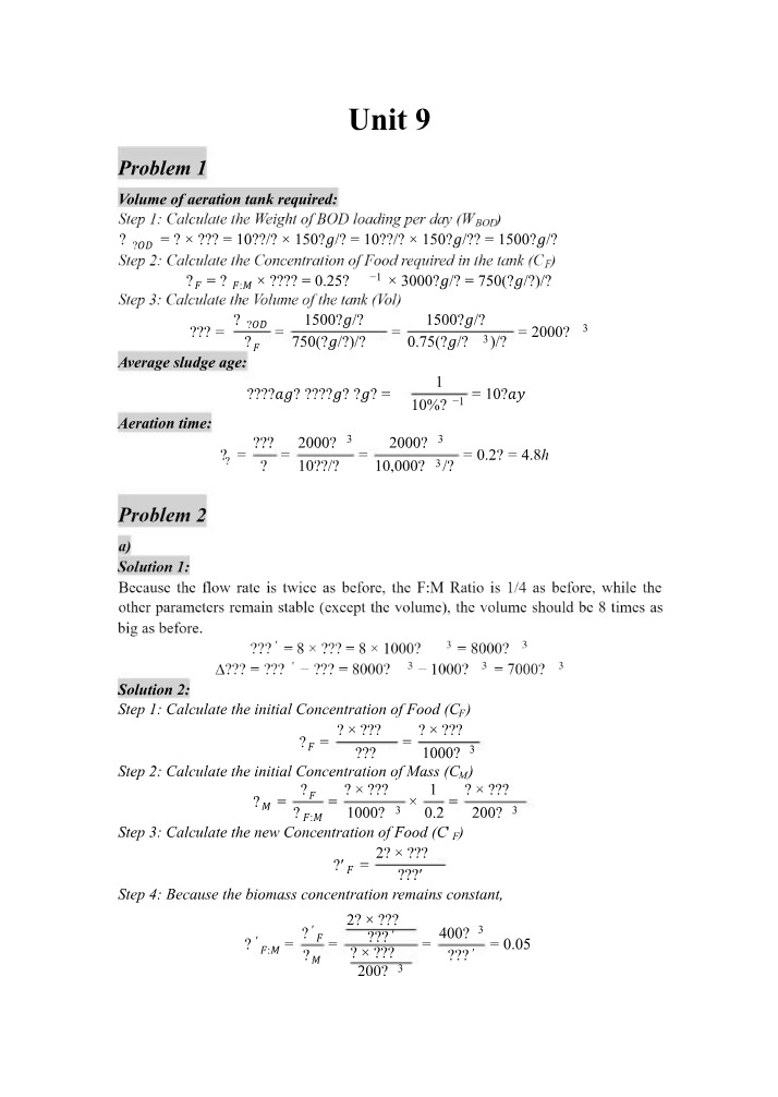 Problems and Solutions for Unit 9