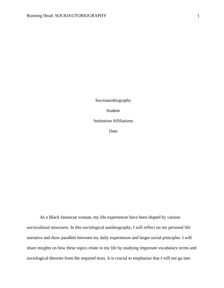 Socioautobiography for BIOT602