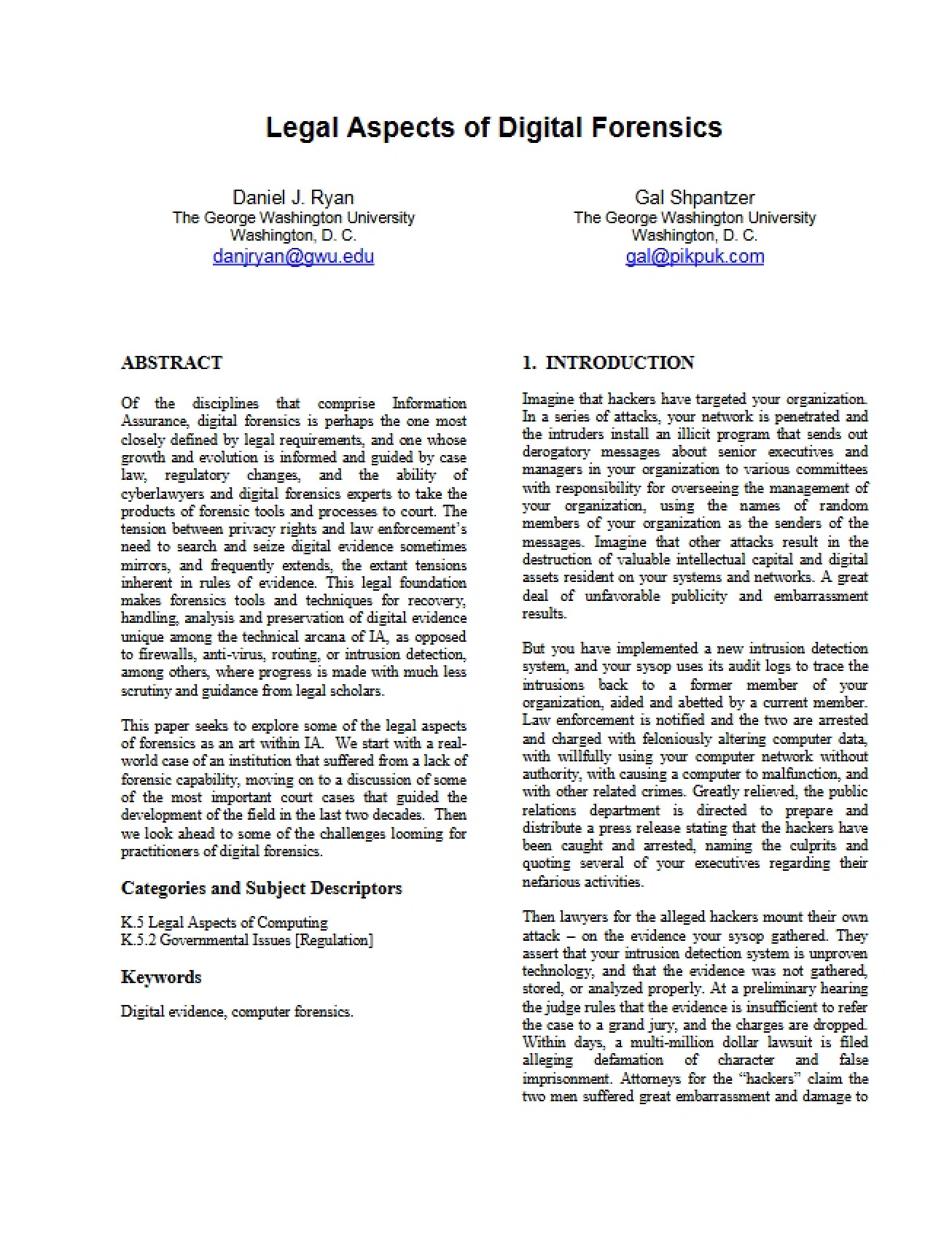 Digital Forensics Legal Aspects