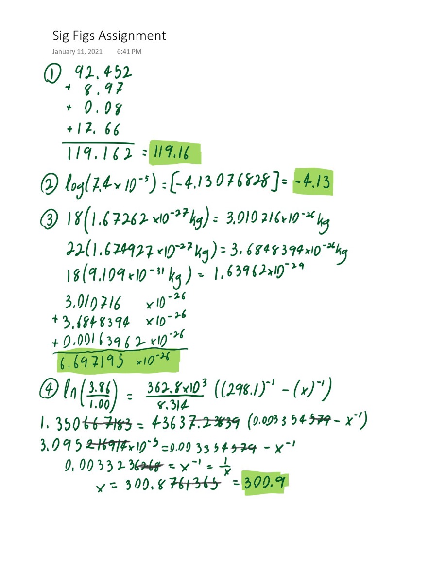 Assignment on Sig Figs
