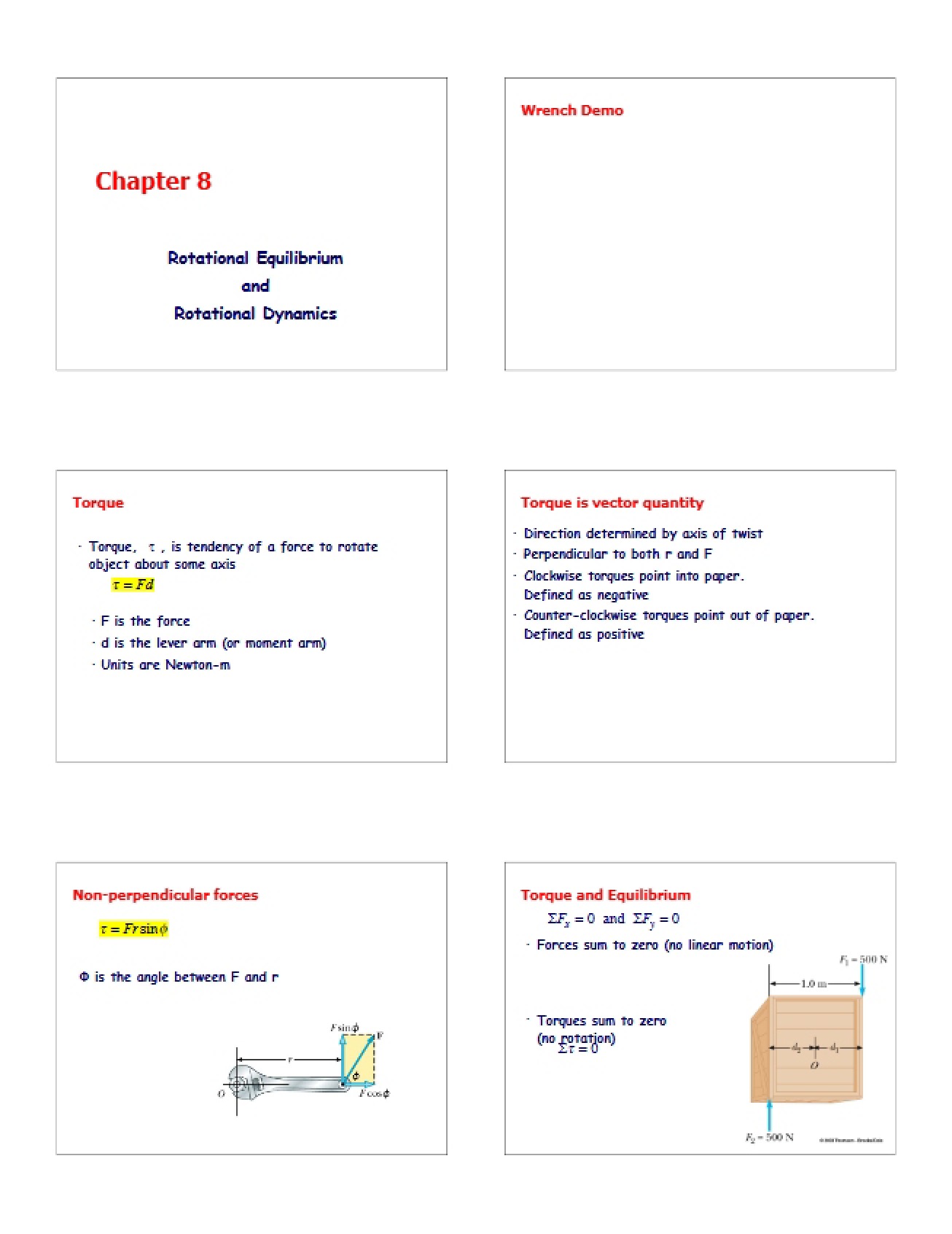 Rotational Dynamics and Equilibrium - 8 Pages
