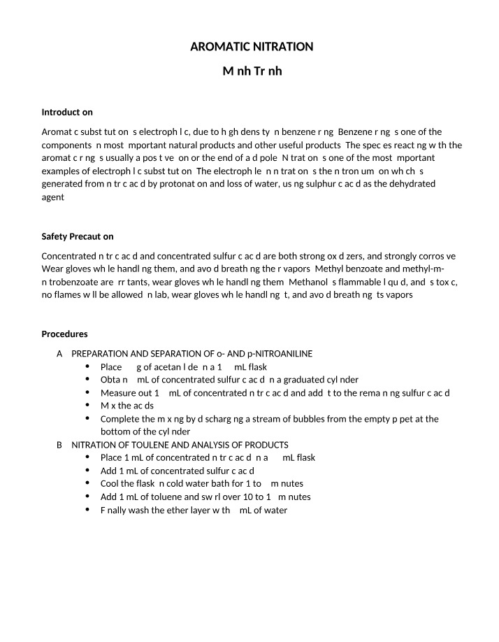 Aromatic Nitration - Mechanism, Analysis, and Safety