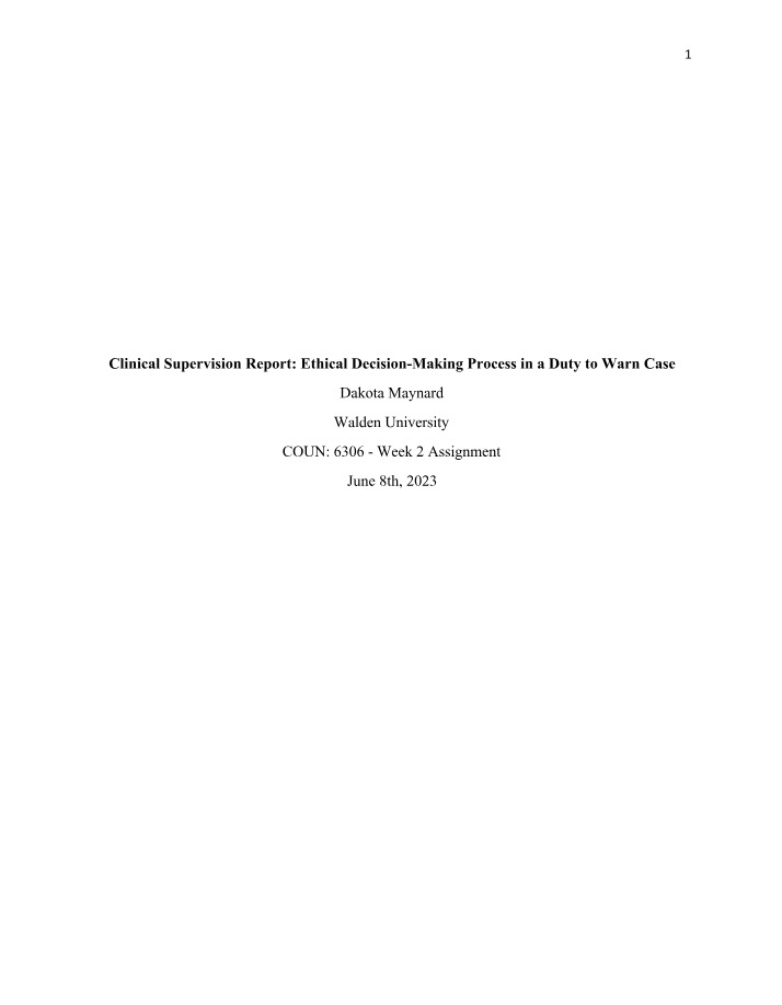 Duty to Warn Case Ethical Decision Making Process