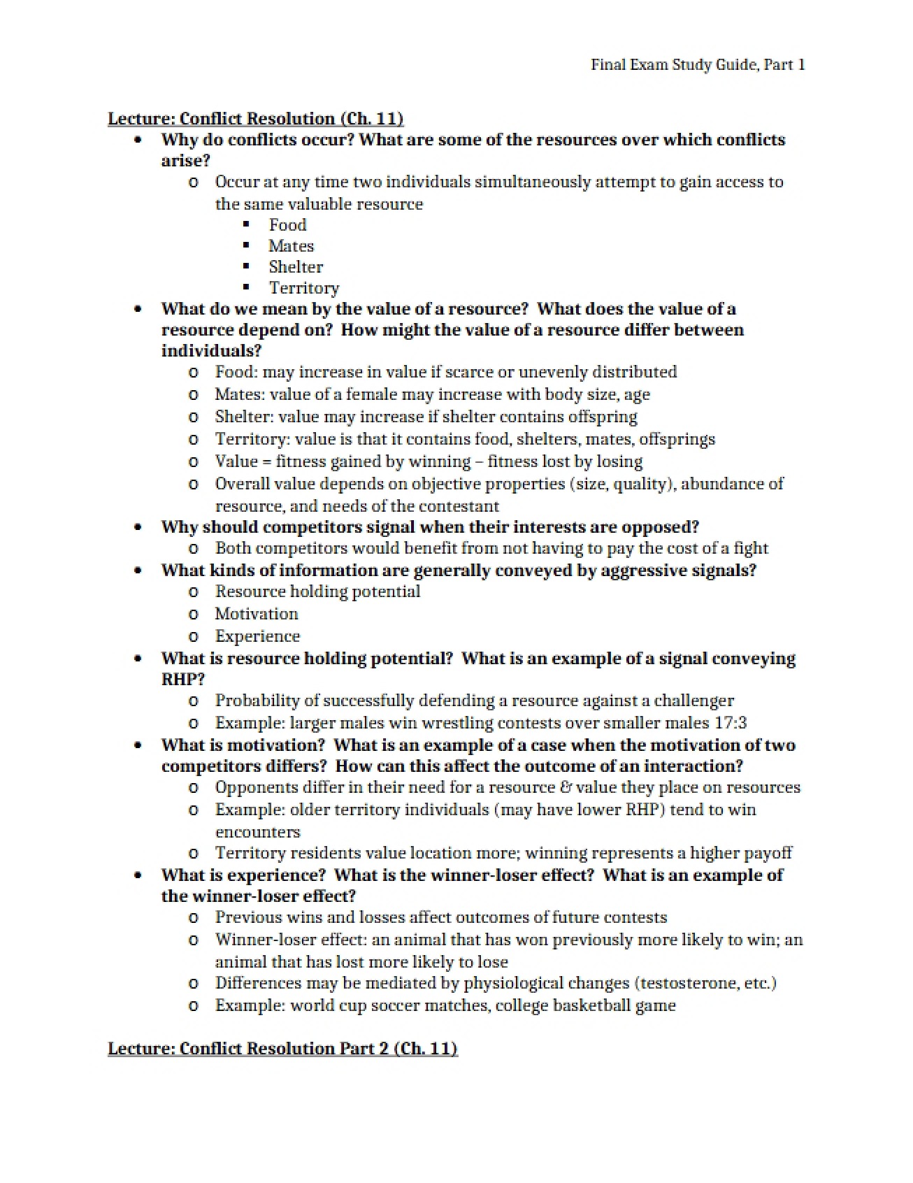 Ch 11 Conflict Resolution Lecture