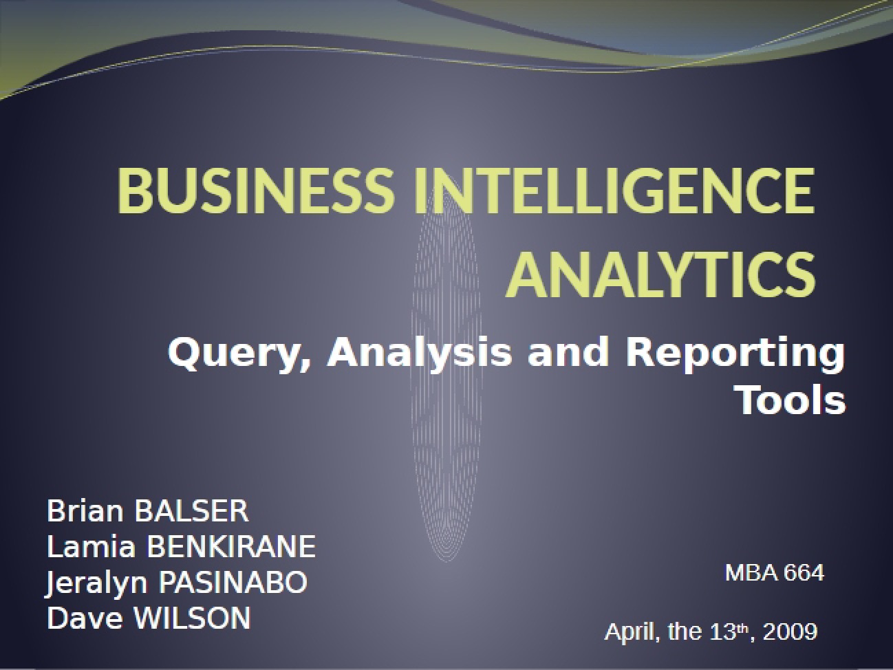 Analytics for Business Intelligence