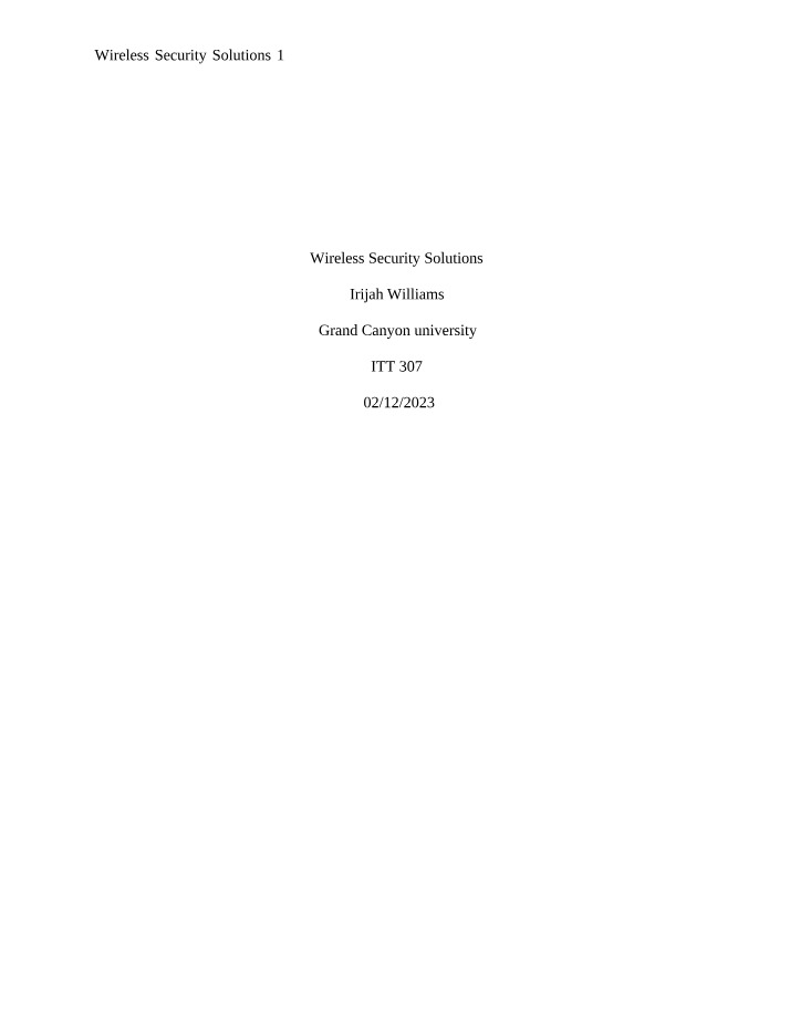 Wireless Security Solutions Final