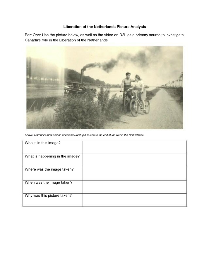 Picture Analysis - Liberation of the Netherlands