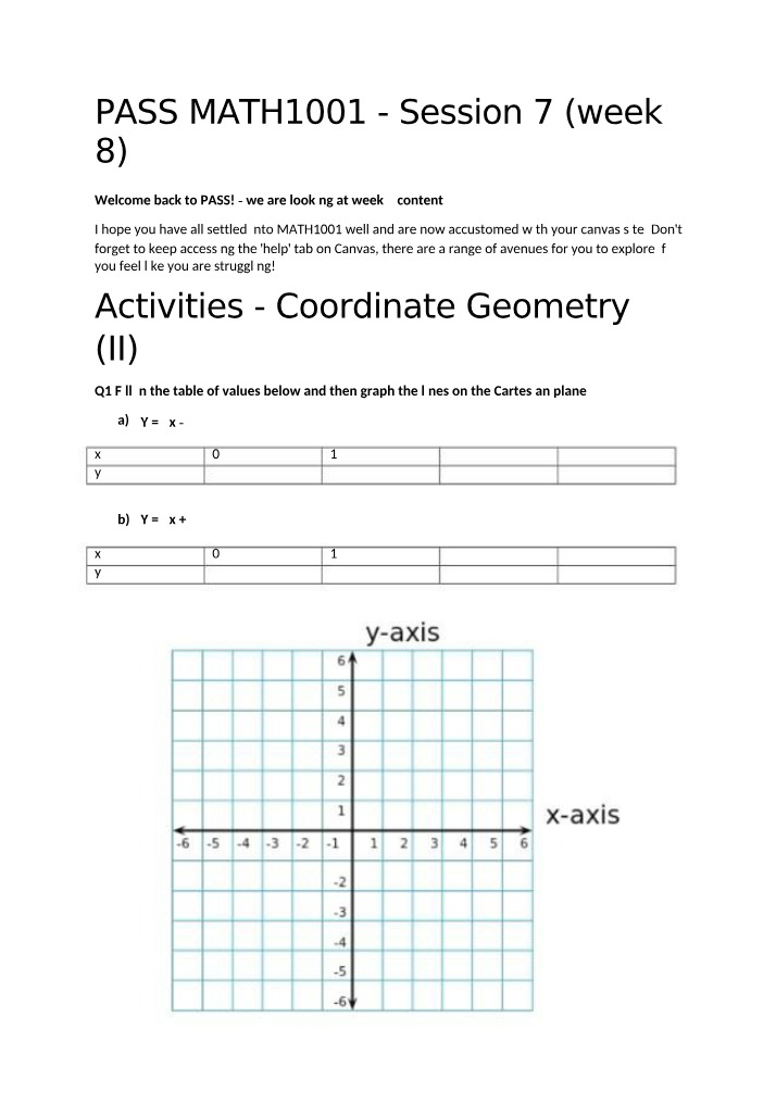 Questions for Session 7 - PASS MATH1001