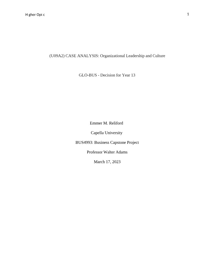 Case Analysis Draft - Week 9 Assignment 2 (Emmer Reliford)