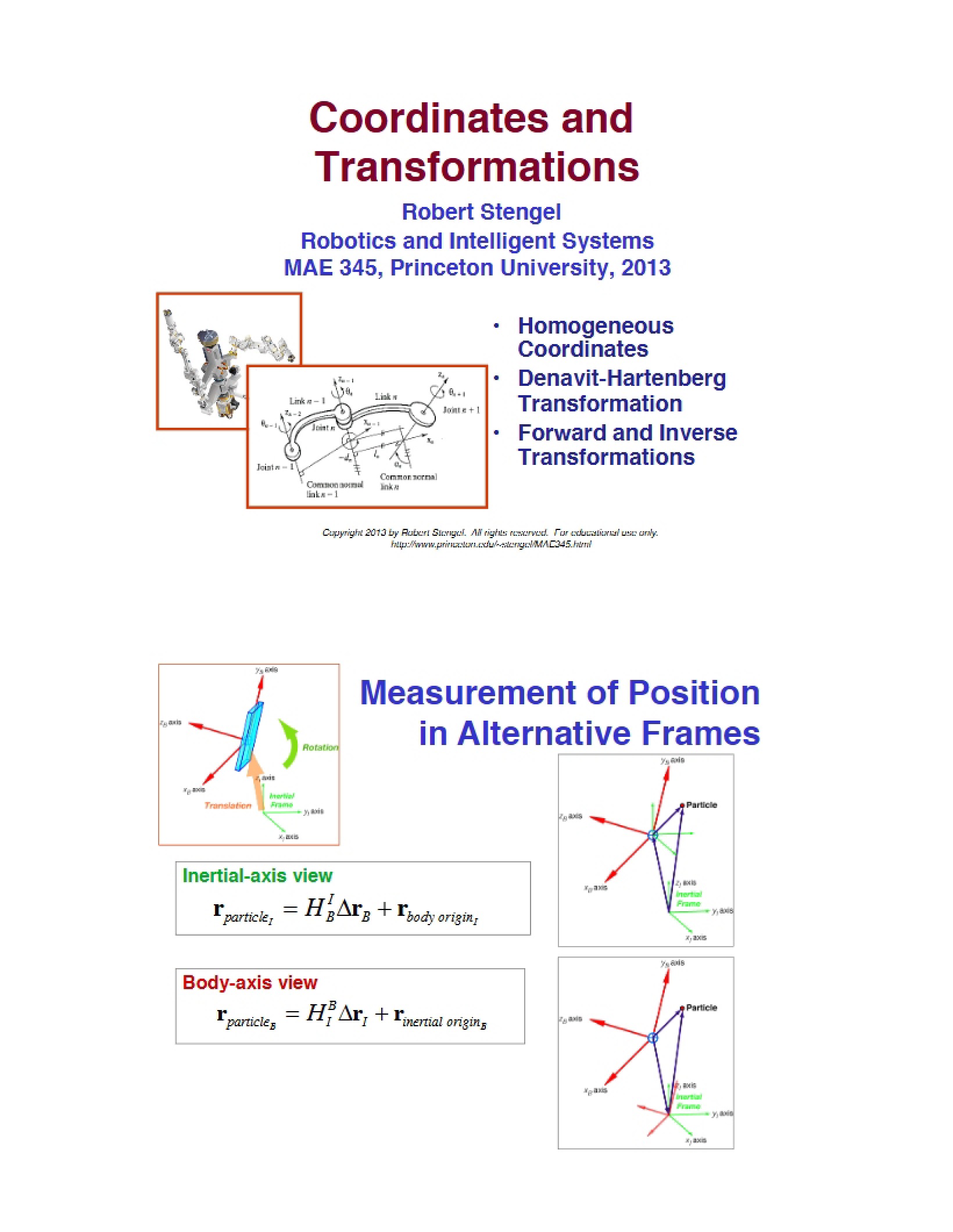 Transformations and Coordinates