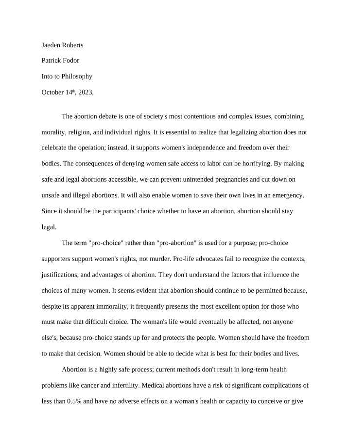 The Abortion Debate - Morality, Rights, and Women