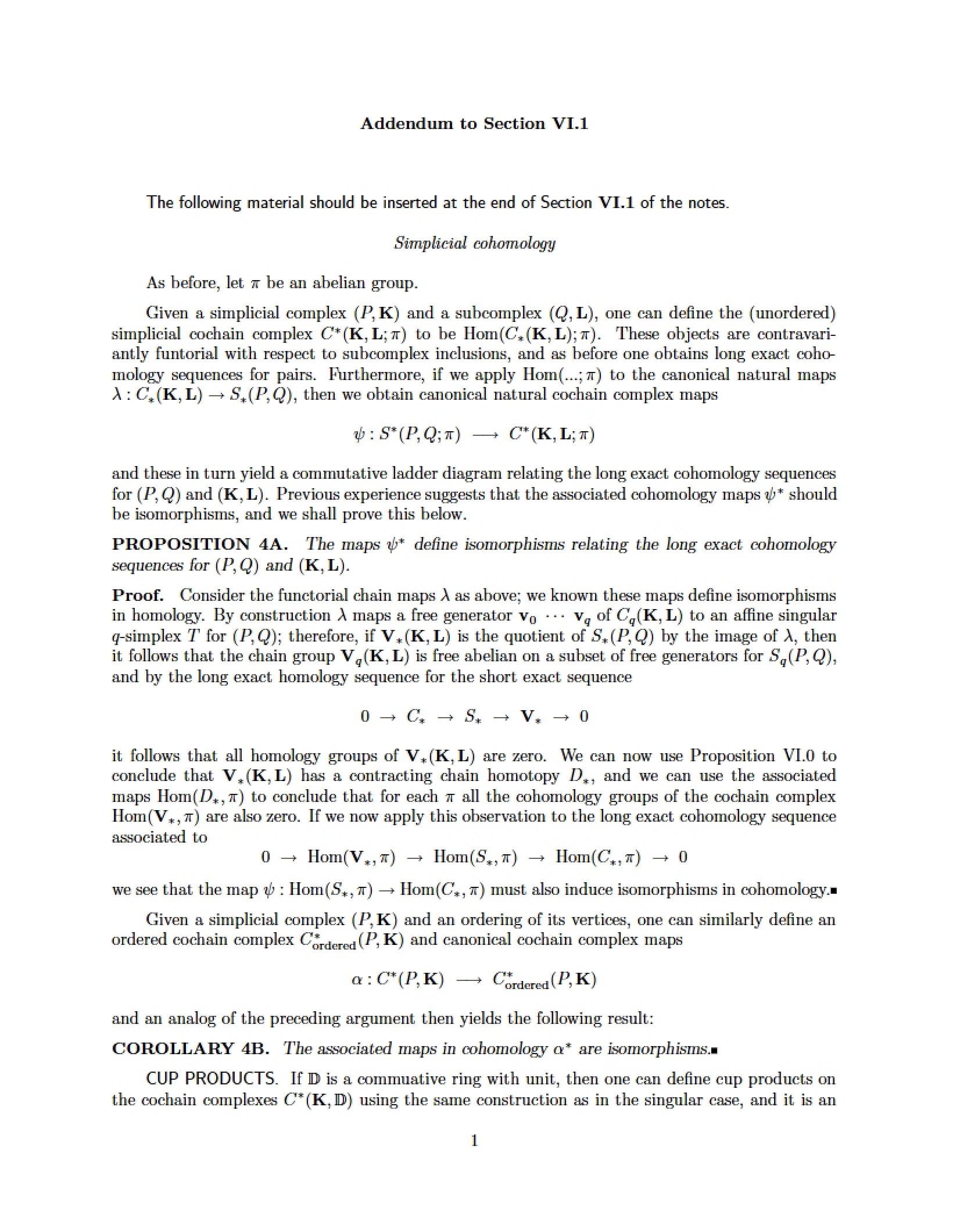 Section VI.1 Addendum