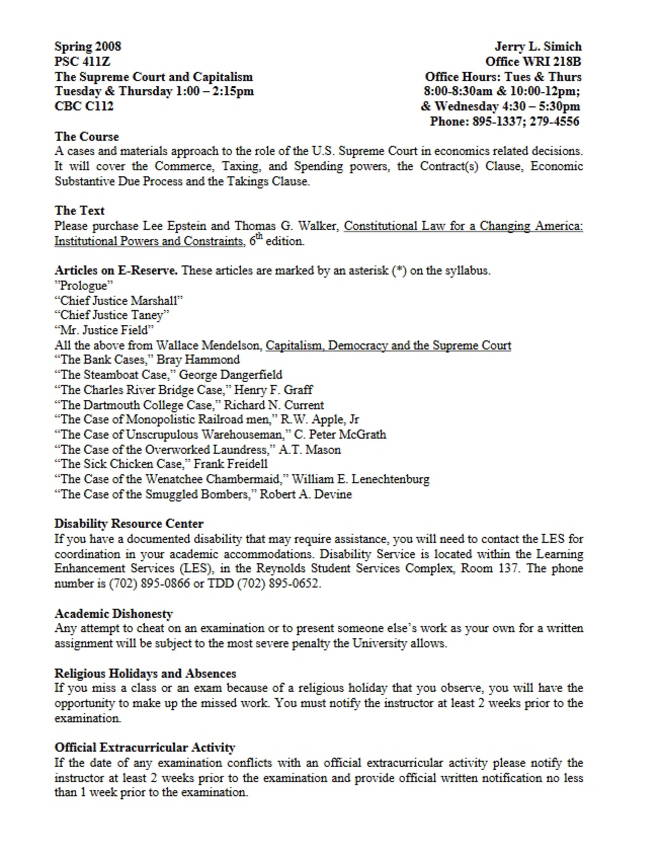 Special Topics in Public Law Syllabus