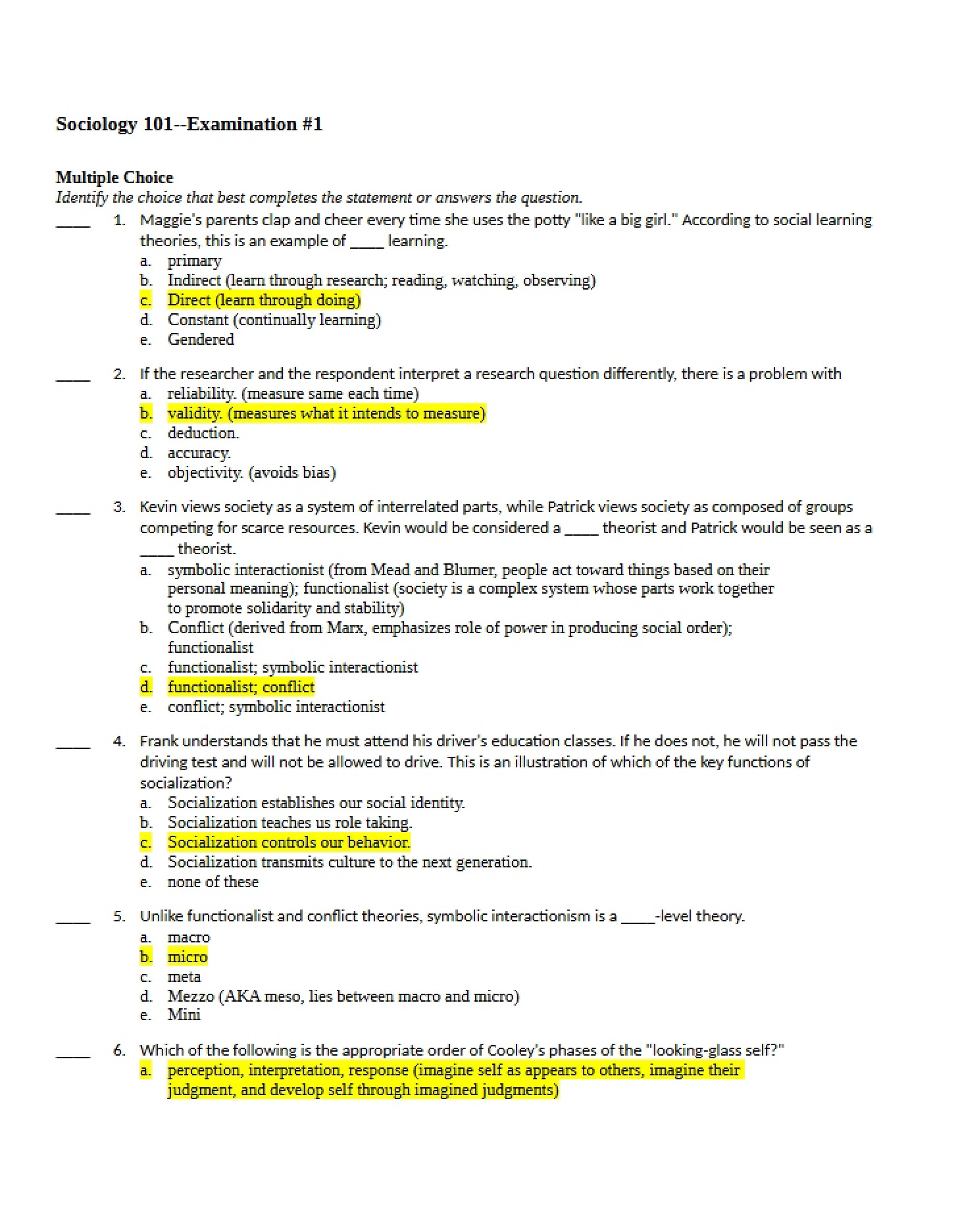 Study Guide One