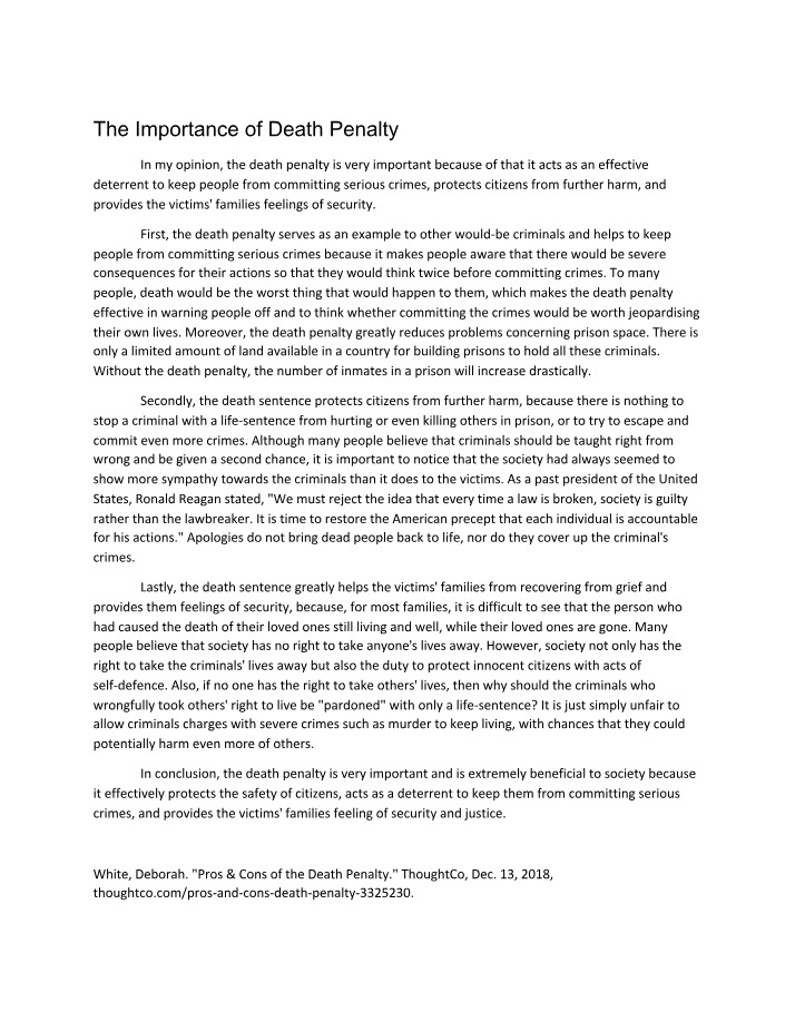 Importance of the Death Penalty
