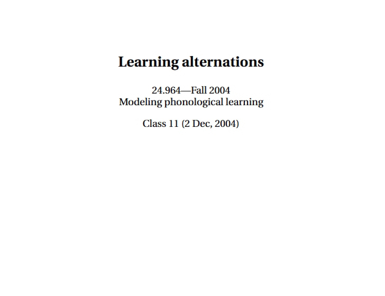 Alternations Learning