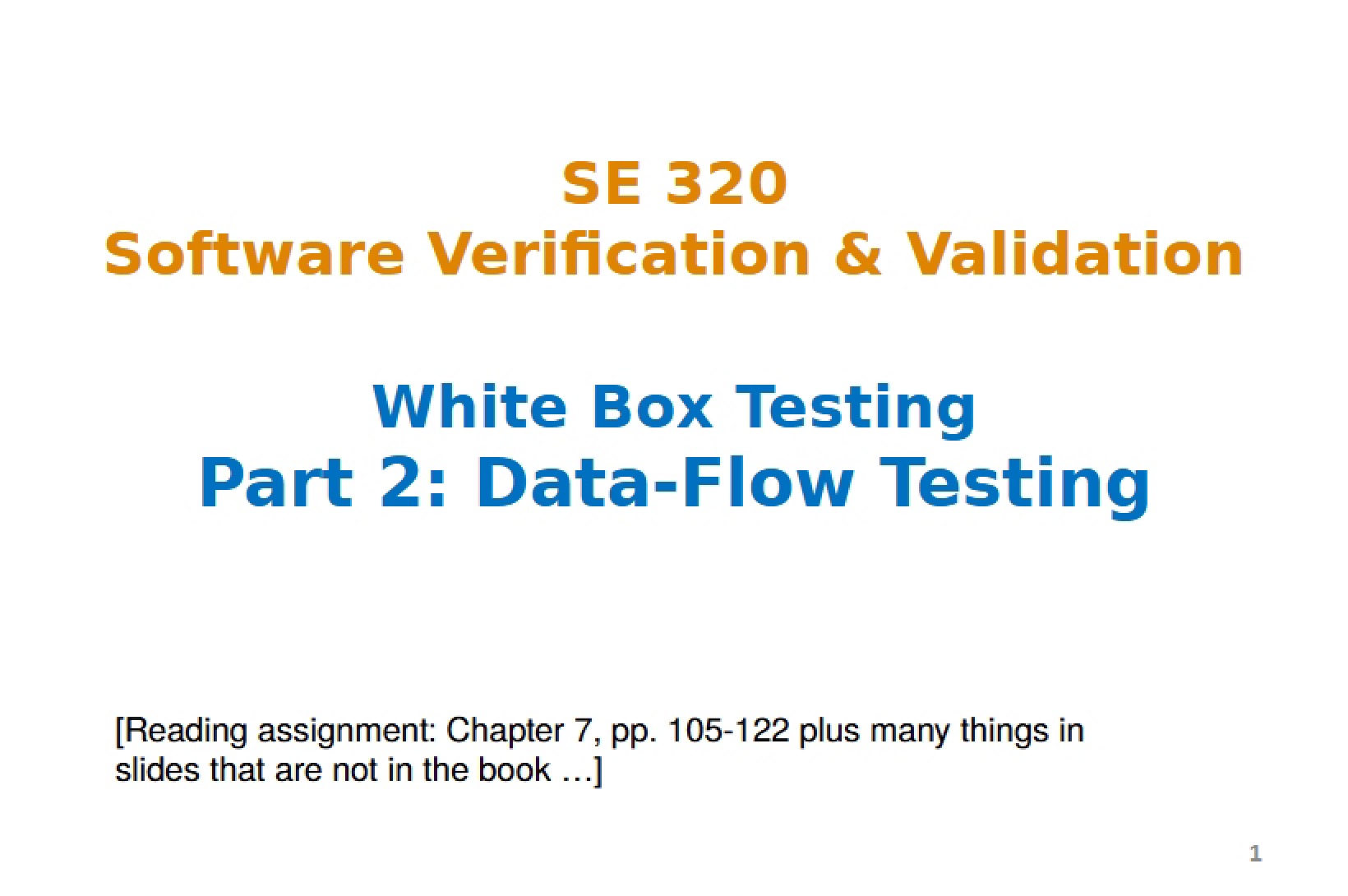 Testing of Data Flow