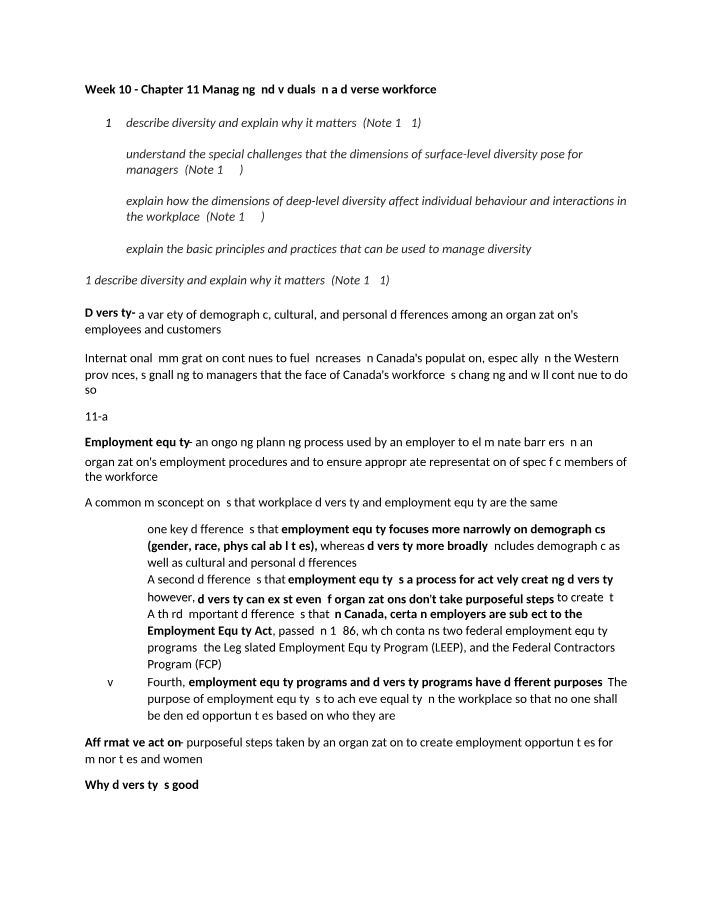 Notes on Managing Individuals in a Diverse Workforce
