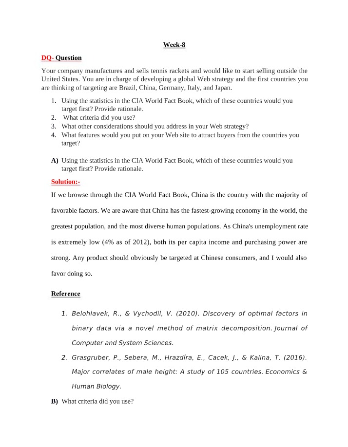 Week 8 DQ - Business Operations