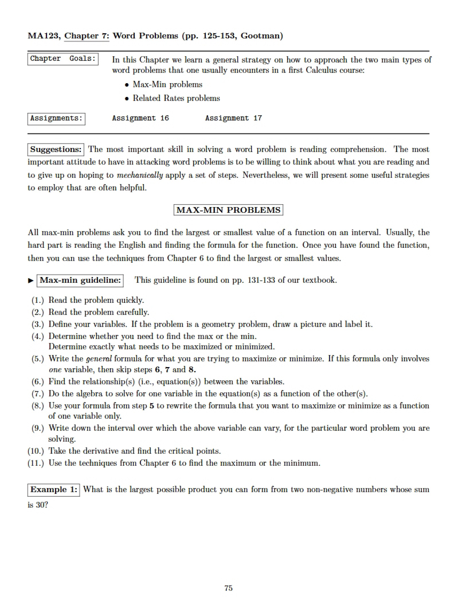 Chapter 7 Word Problems (Gootman)