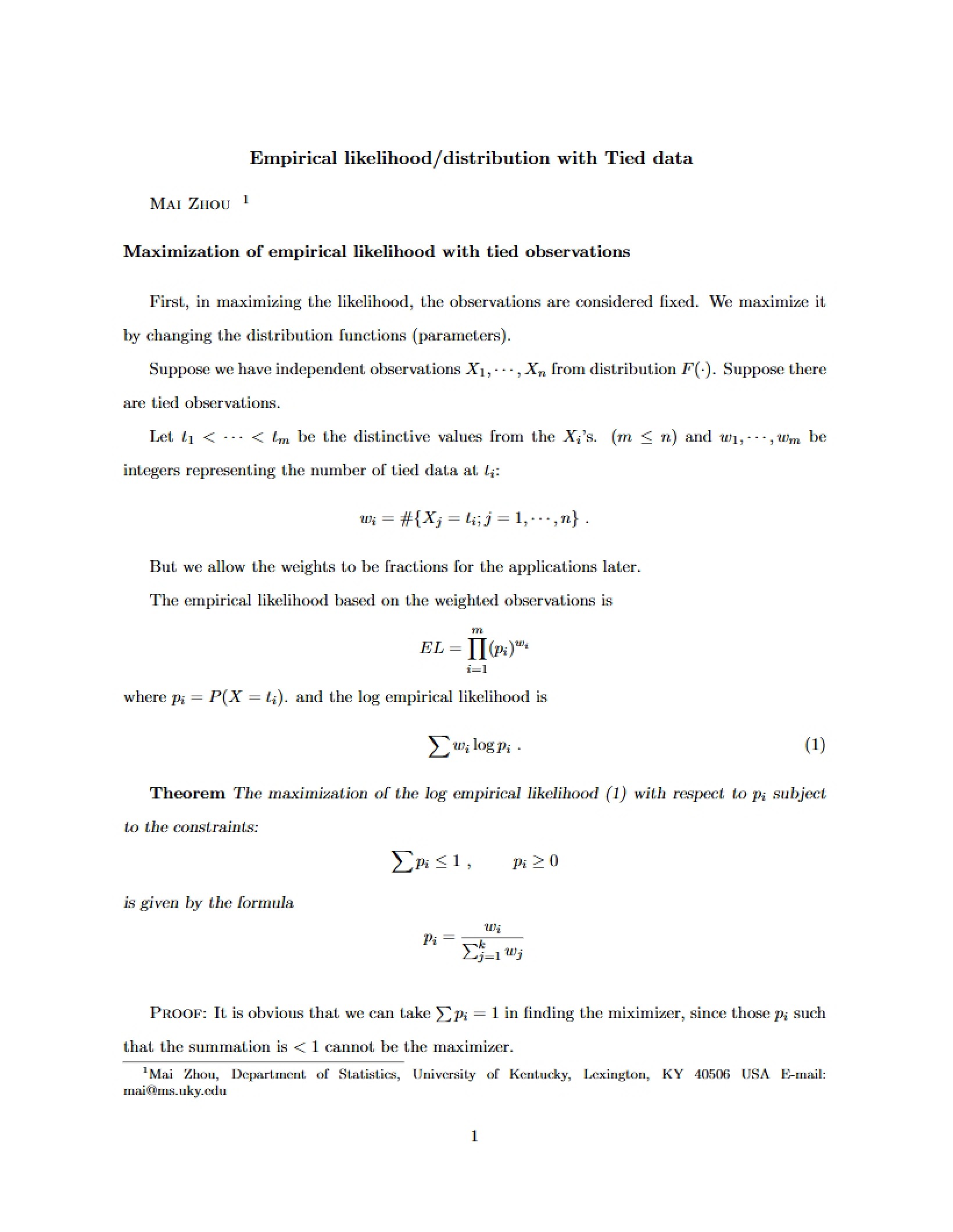 Tied Data Empirical Likelihood