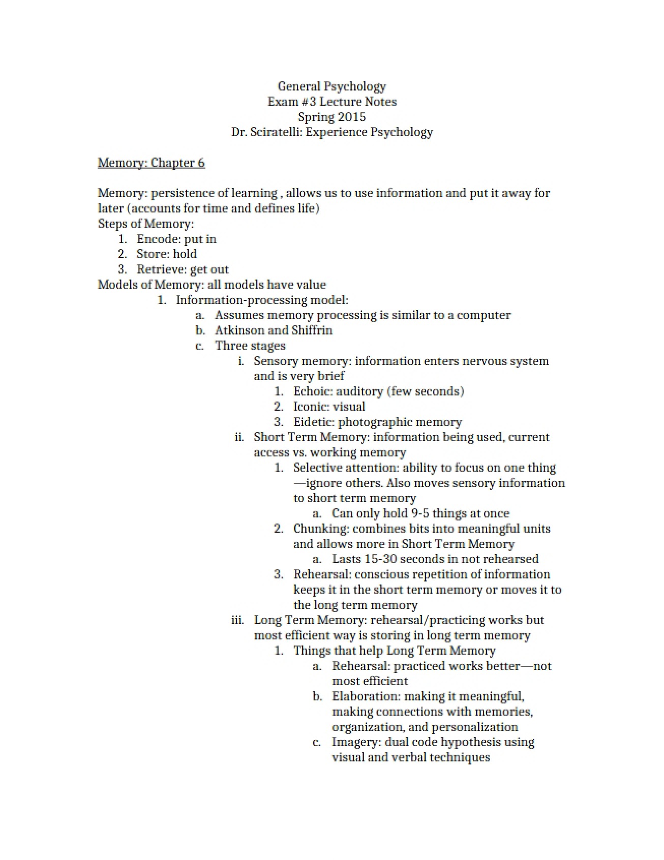Exam Three Class Notes