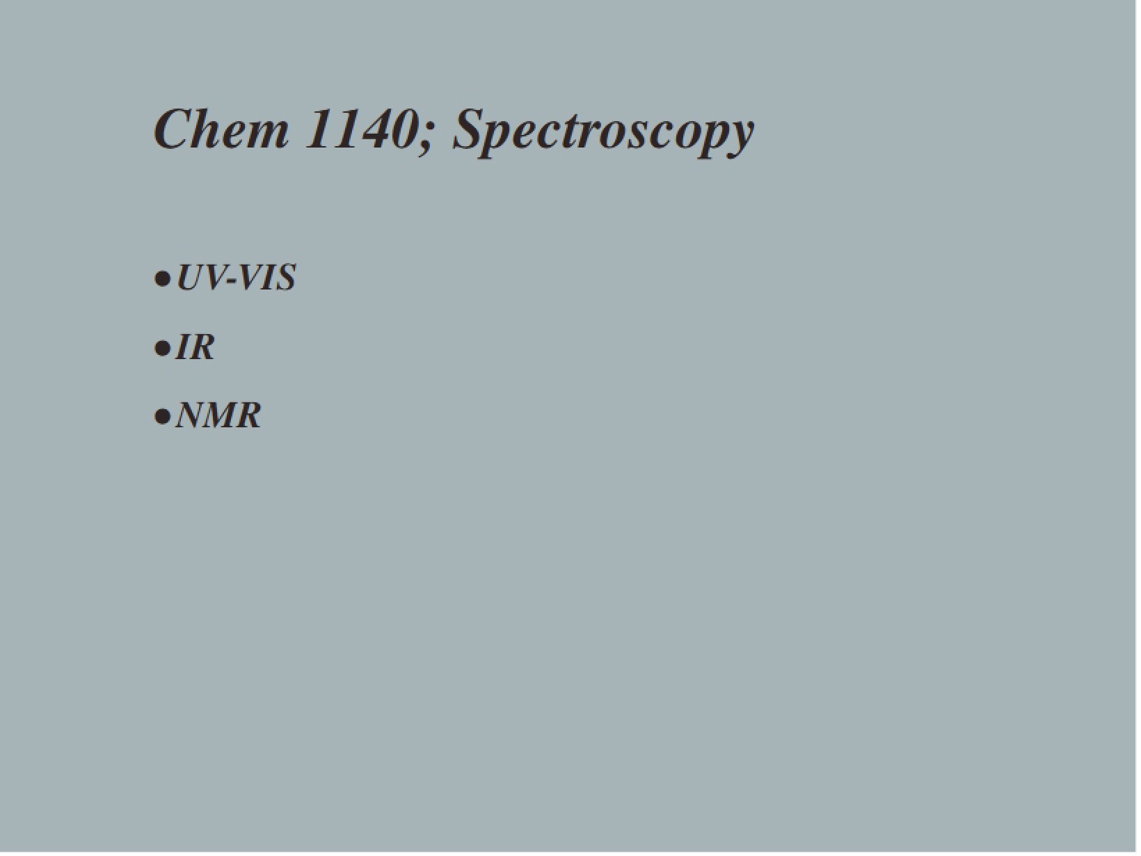 Spectroscopy Methods