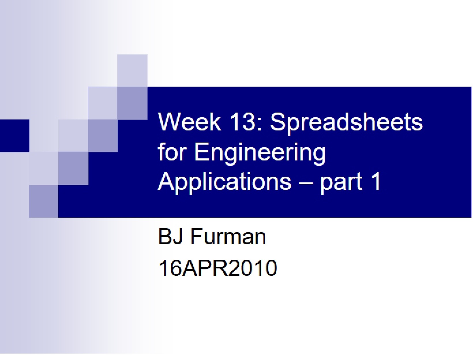 Engineering Spreadsheets