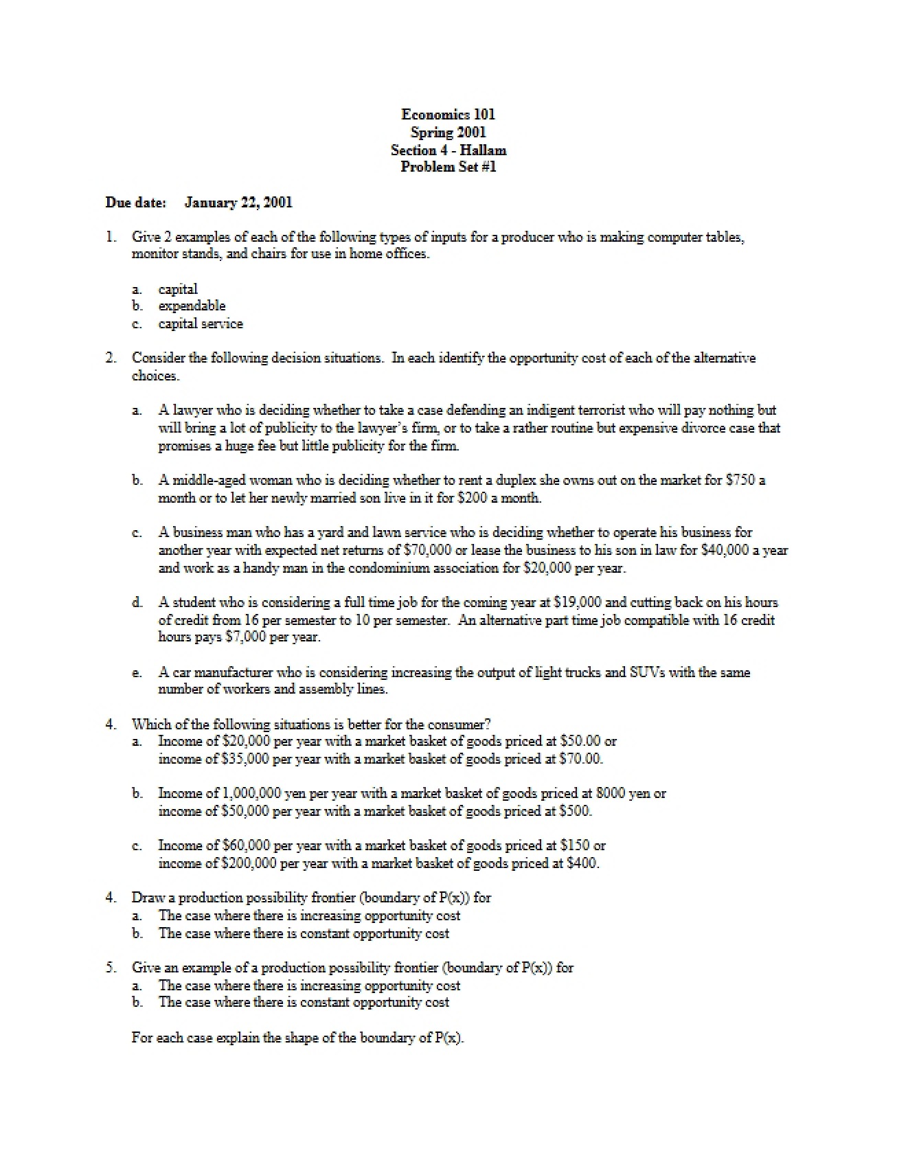 Preparatory Test for the Microeconomics Course