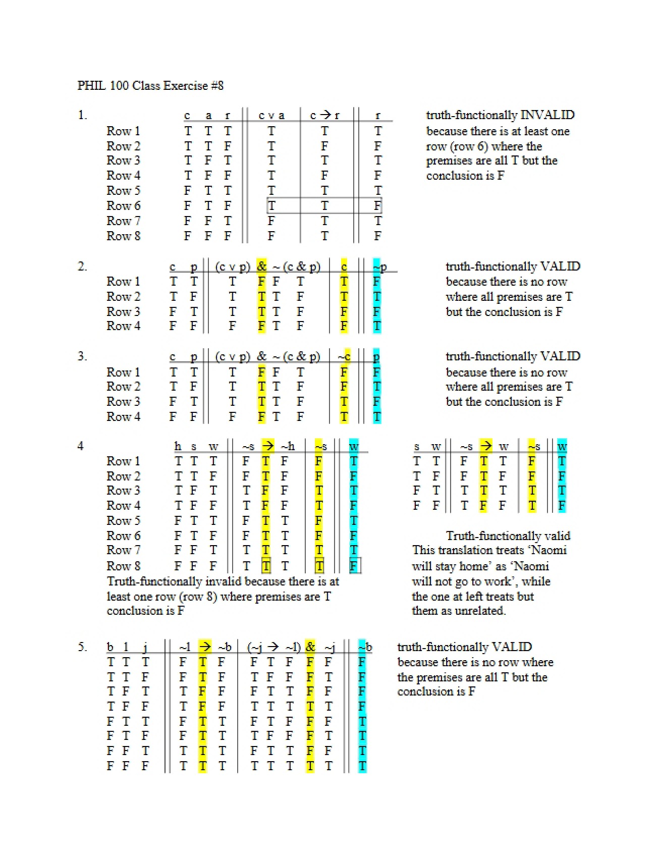 Logic Class Exercise 8