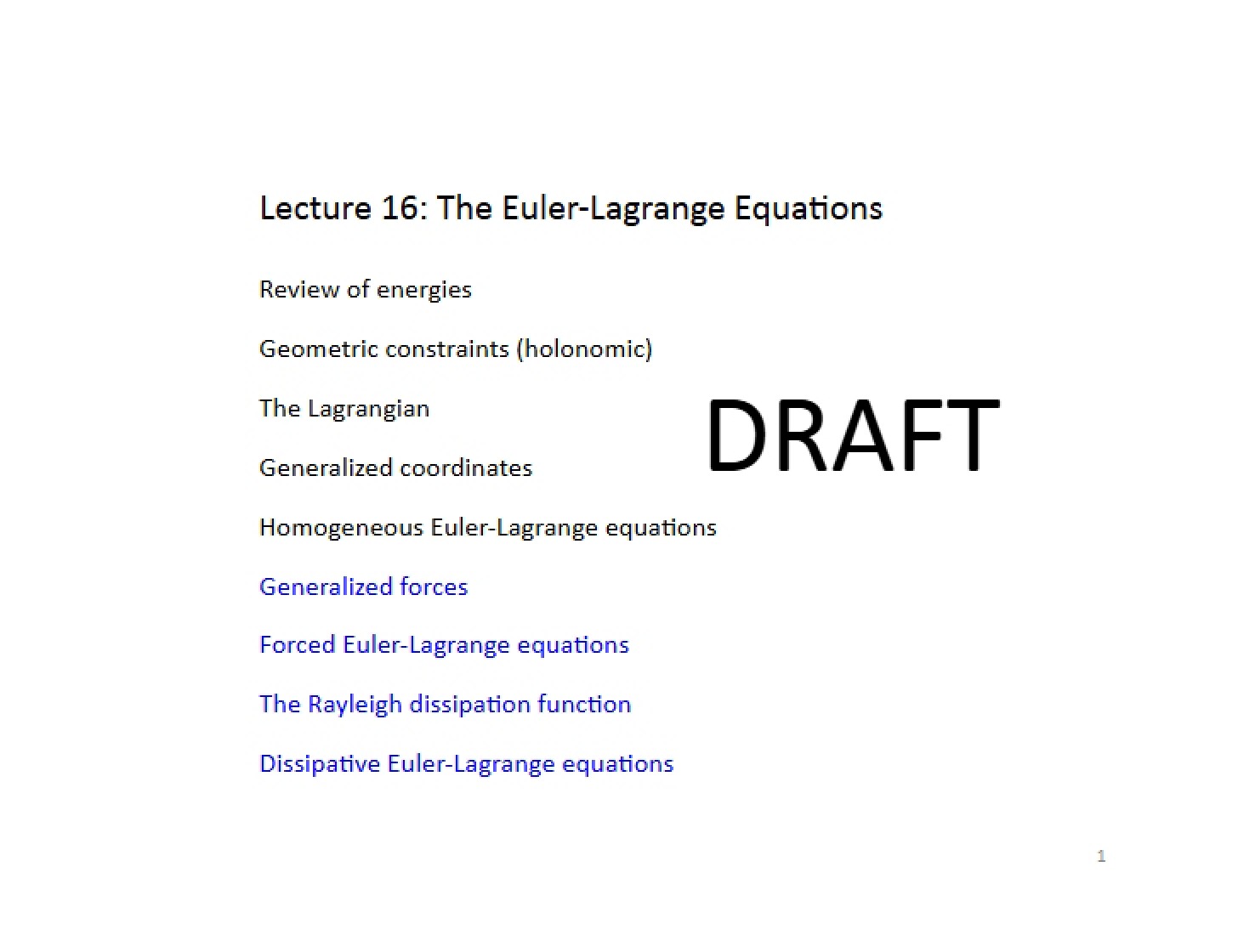 Euler-Lagrange Equations Lecture 16