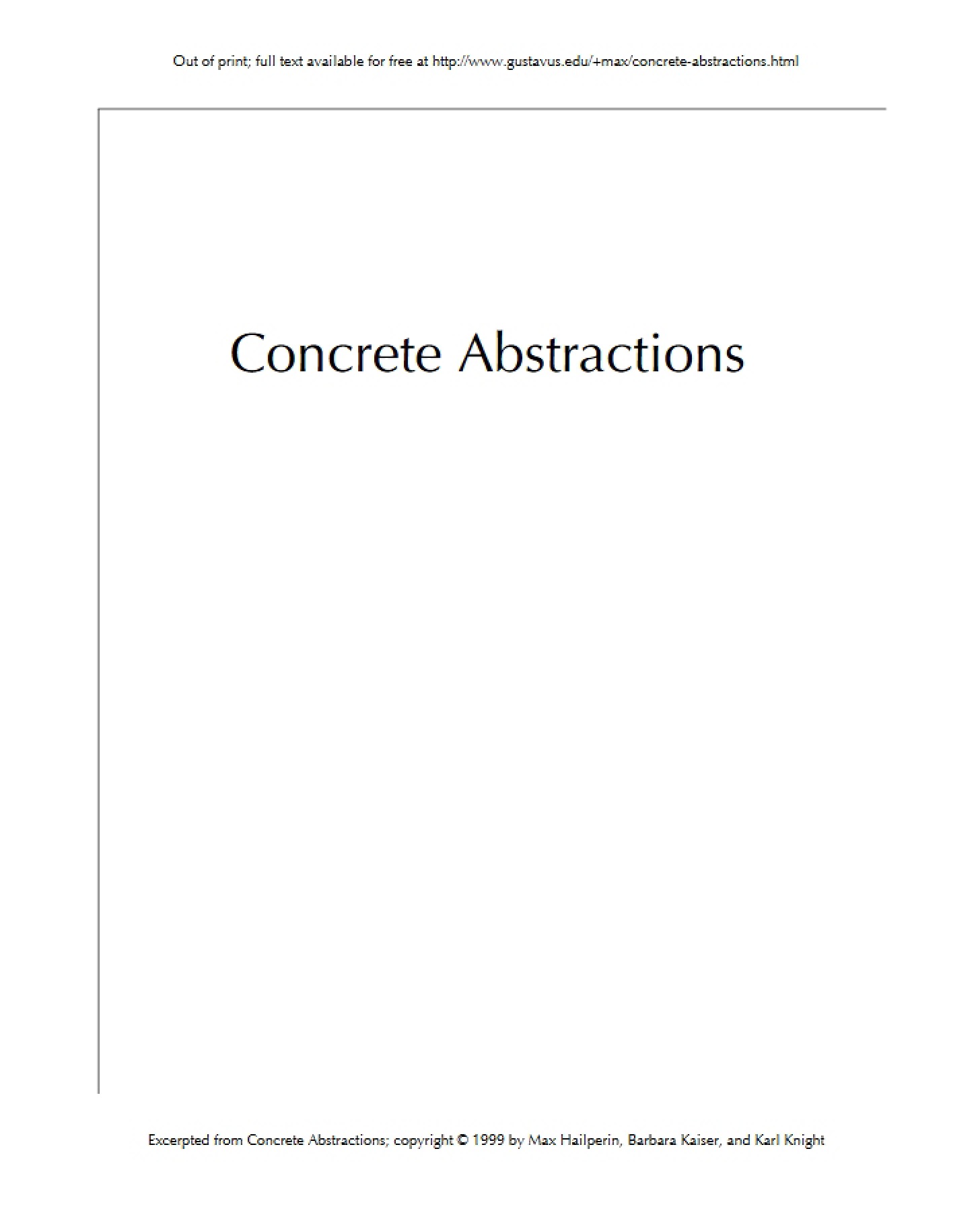 Abstractions in Concrete Form