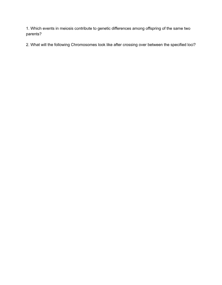 Questions on Meiosis and Genetic Variation