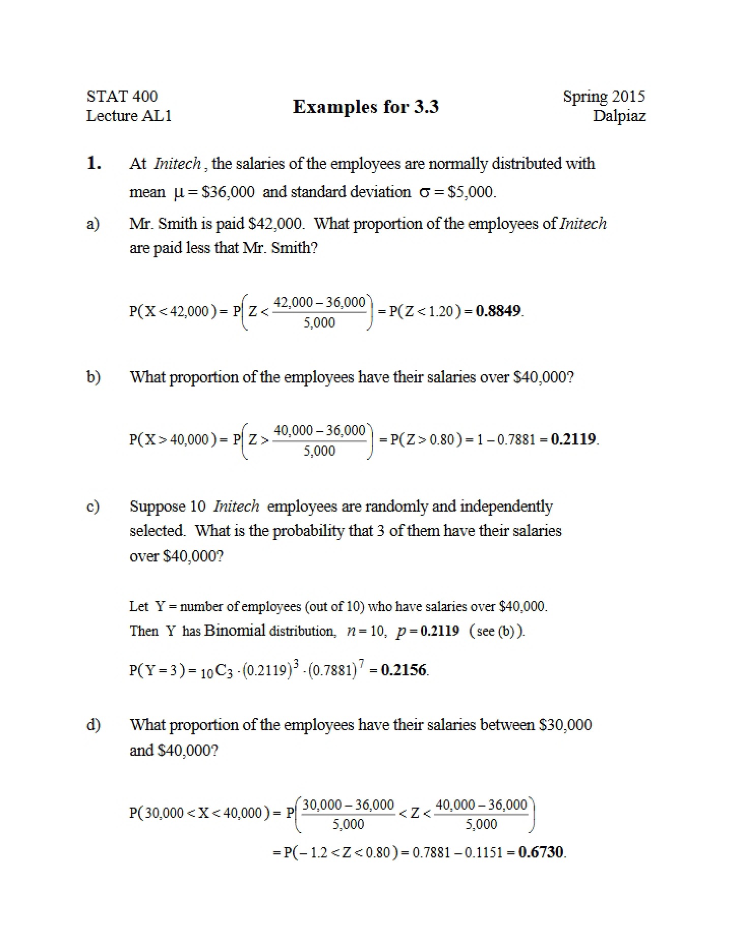 Solutions for Exercise 3.3