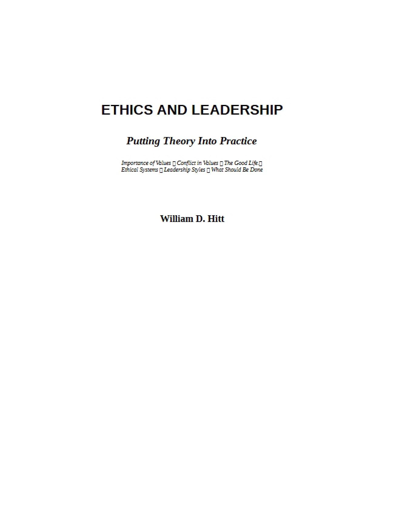 Leadership and Ethics