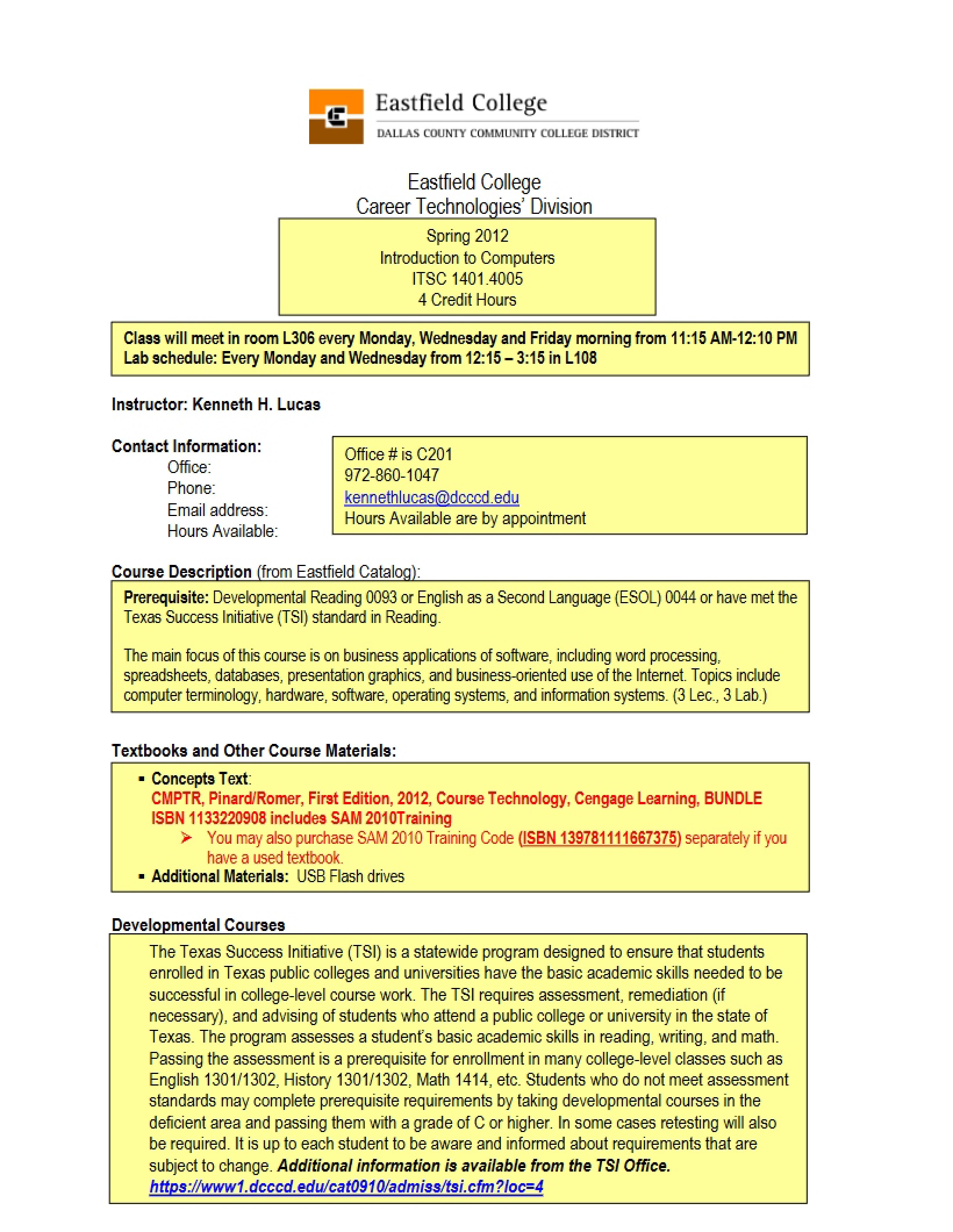 Introduction to Computers Course Syllabus