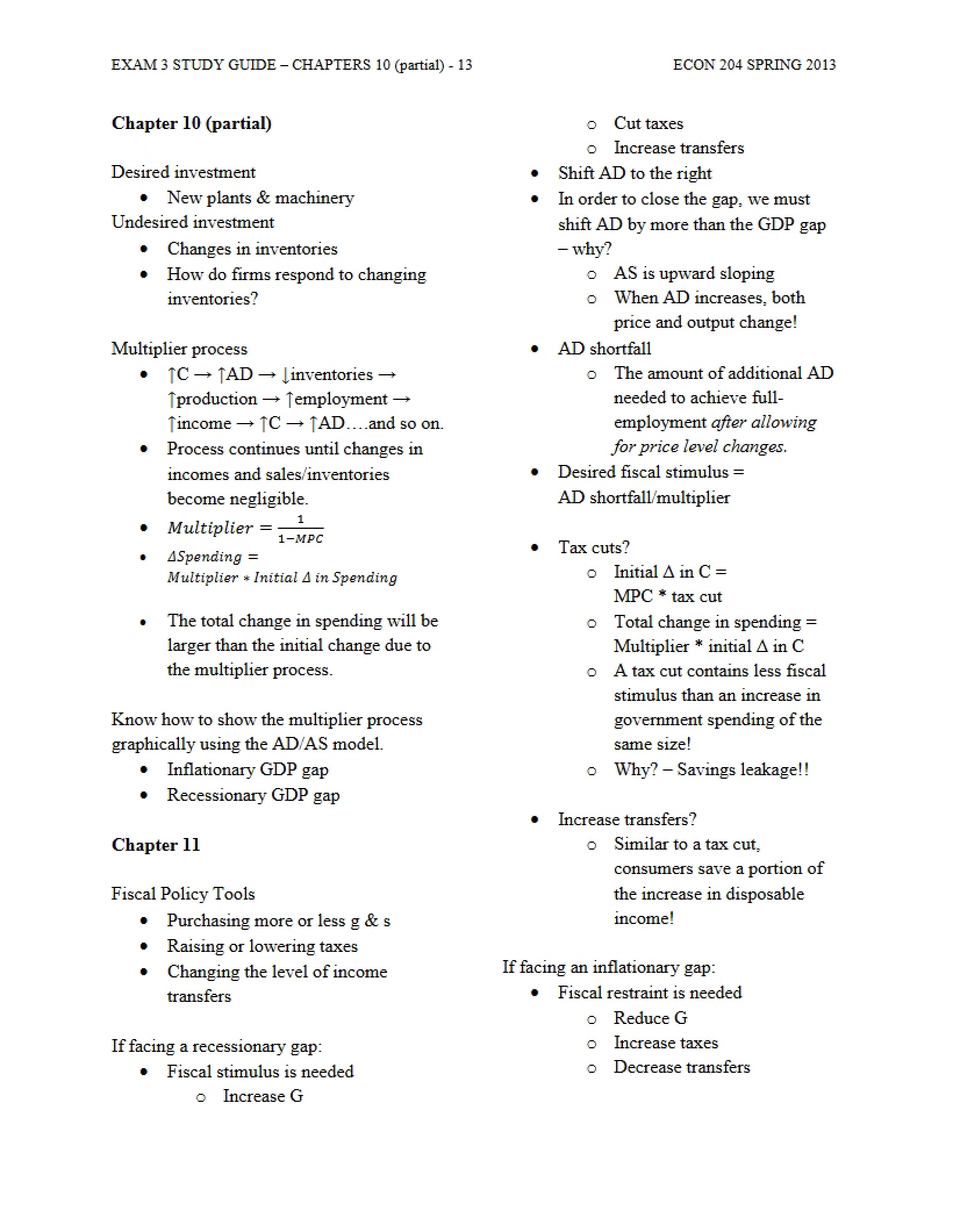 Study Guide for Exam 3