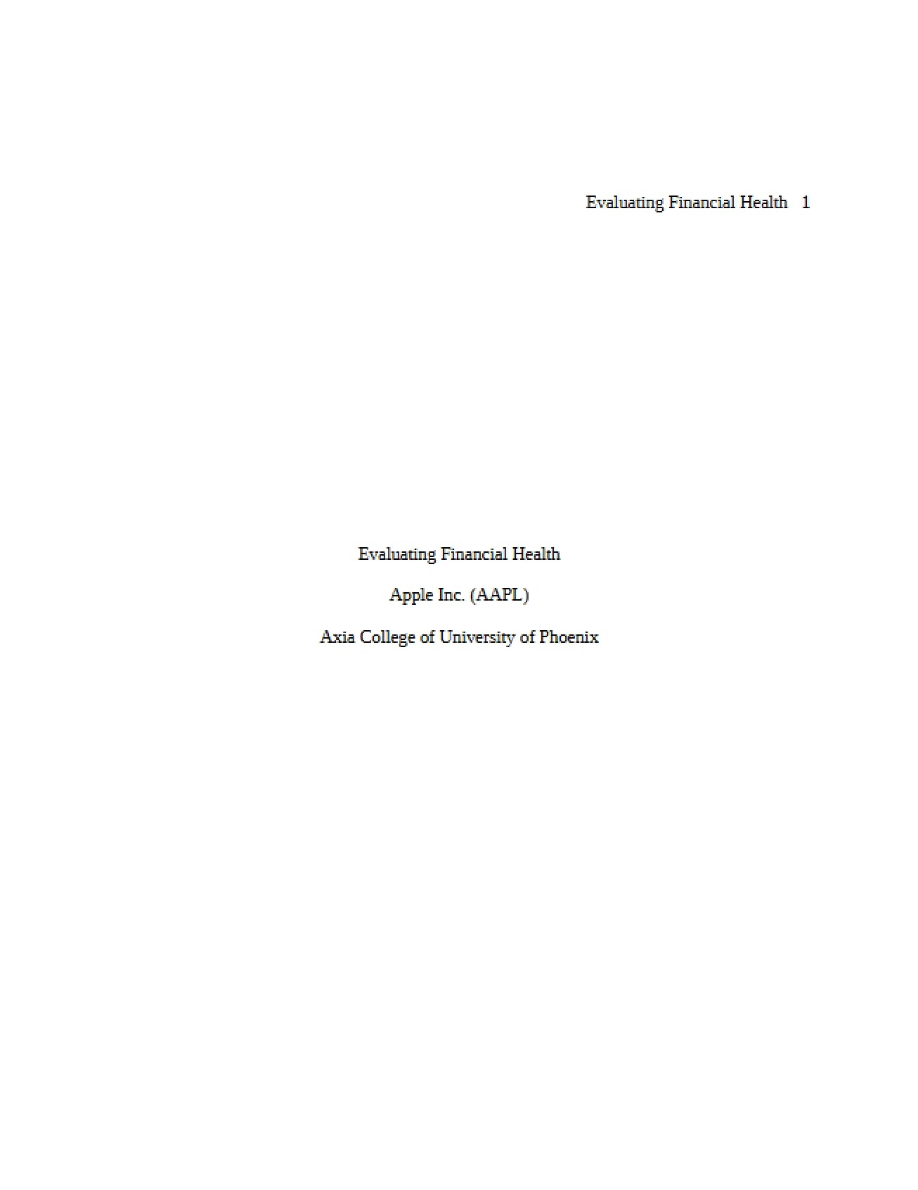 Evaluating Financial Health (II)