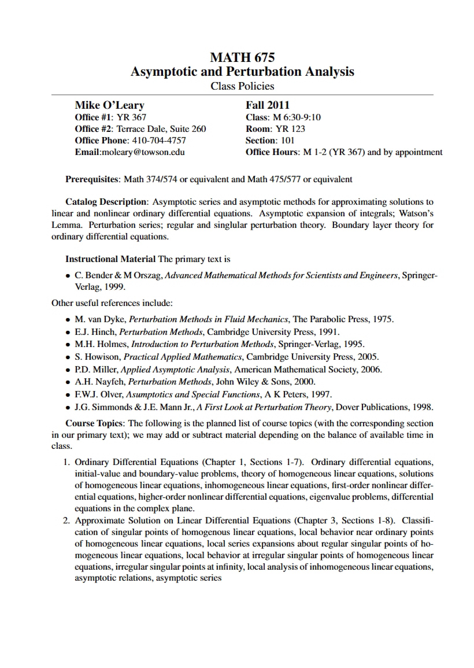 Asymptotic Analysis Syllabus
