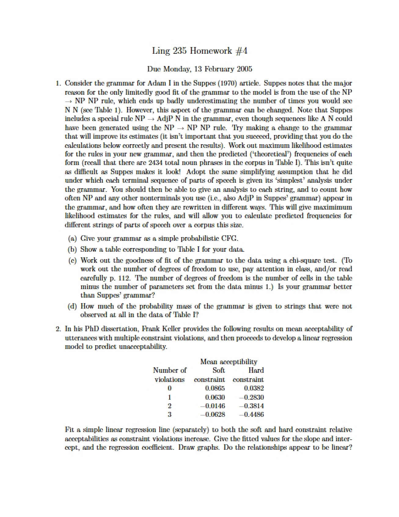 Fourth Homework for Linguistics 235