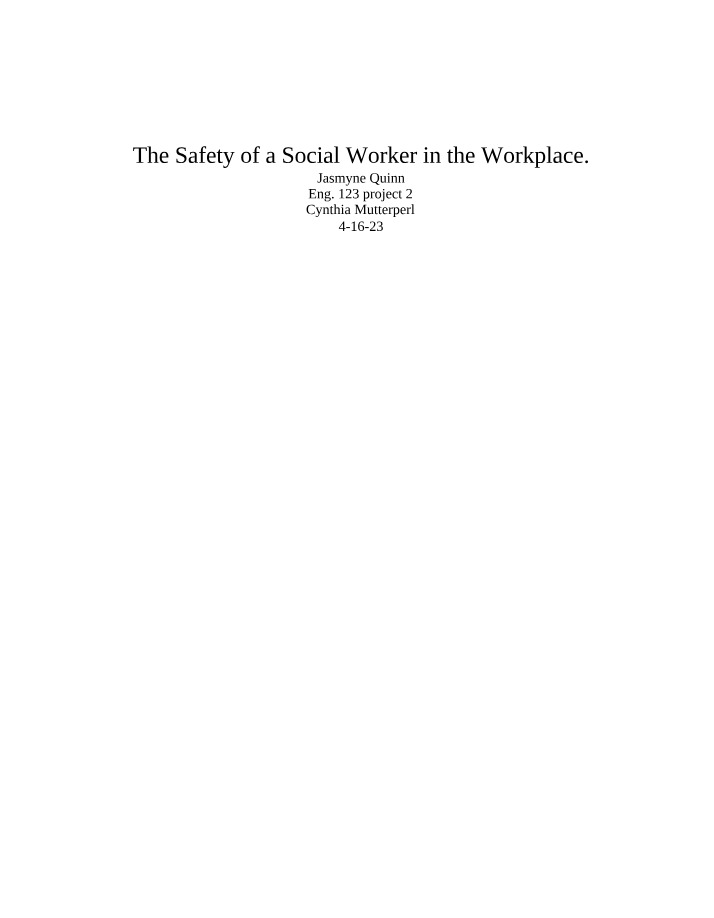 Workplace Safety for Social Workers