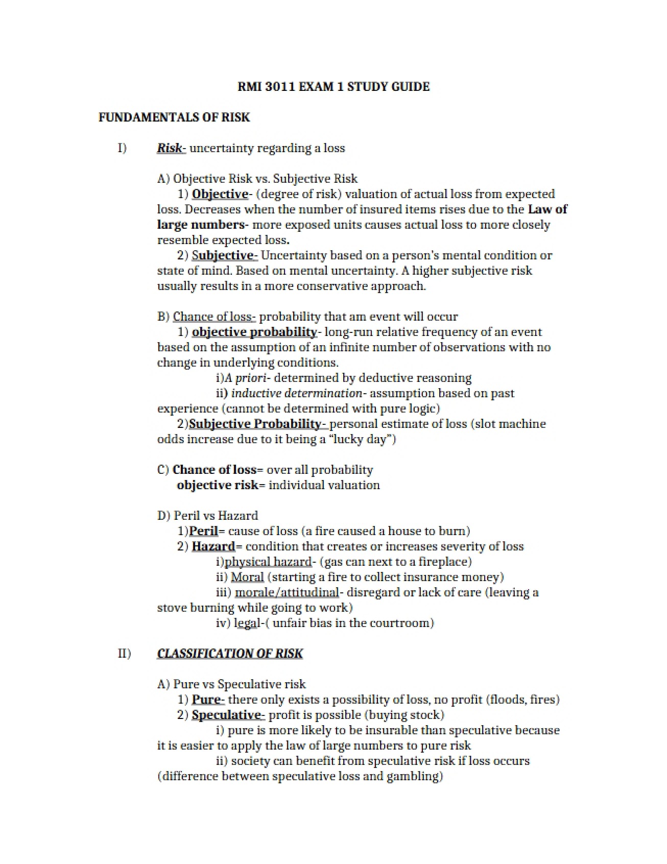 Study Guide for First Exam