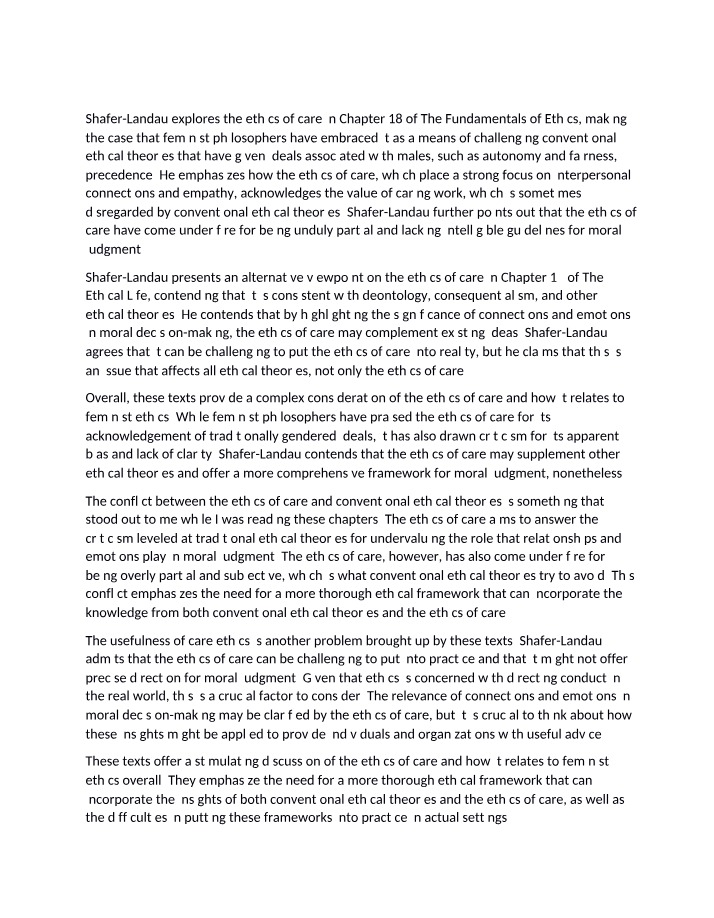 Ethics of Care - Challenging Conventional Theories