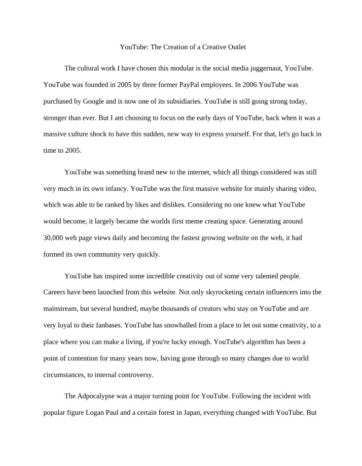 YouTube as a Creative Outlet
