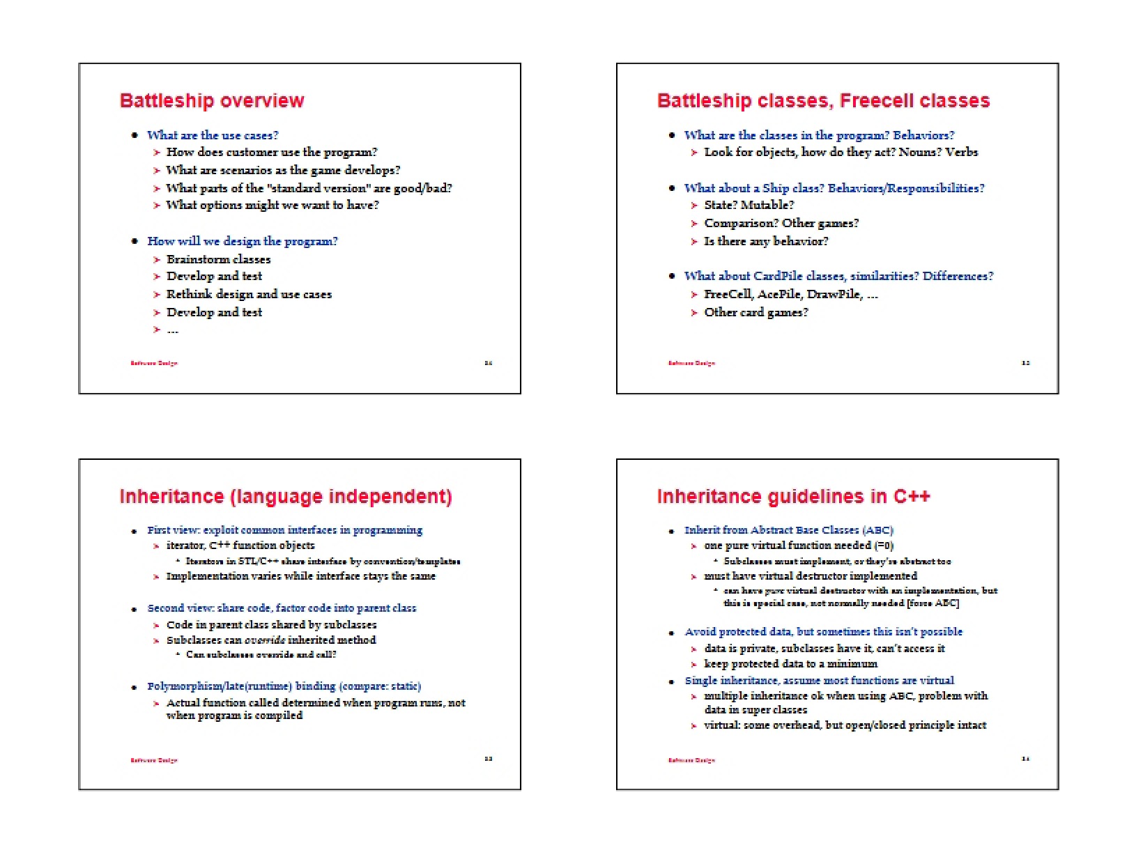 Software Implementation Notes - Software Design & Implementation