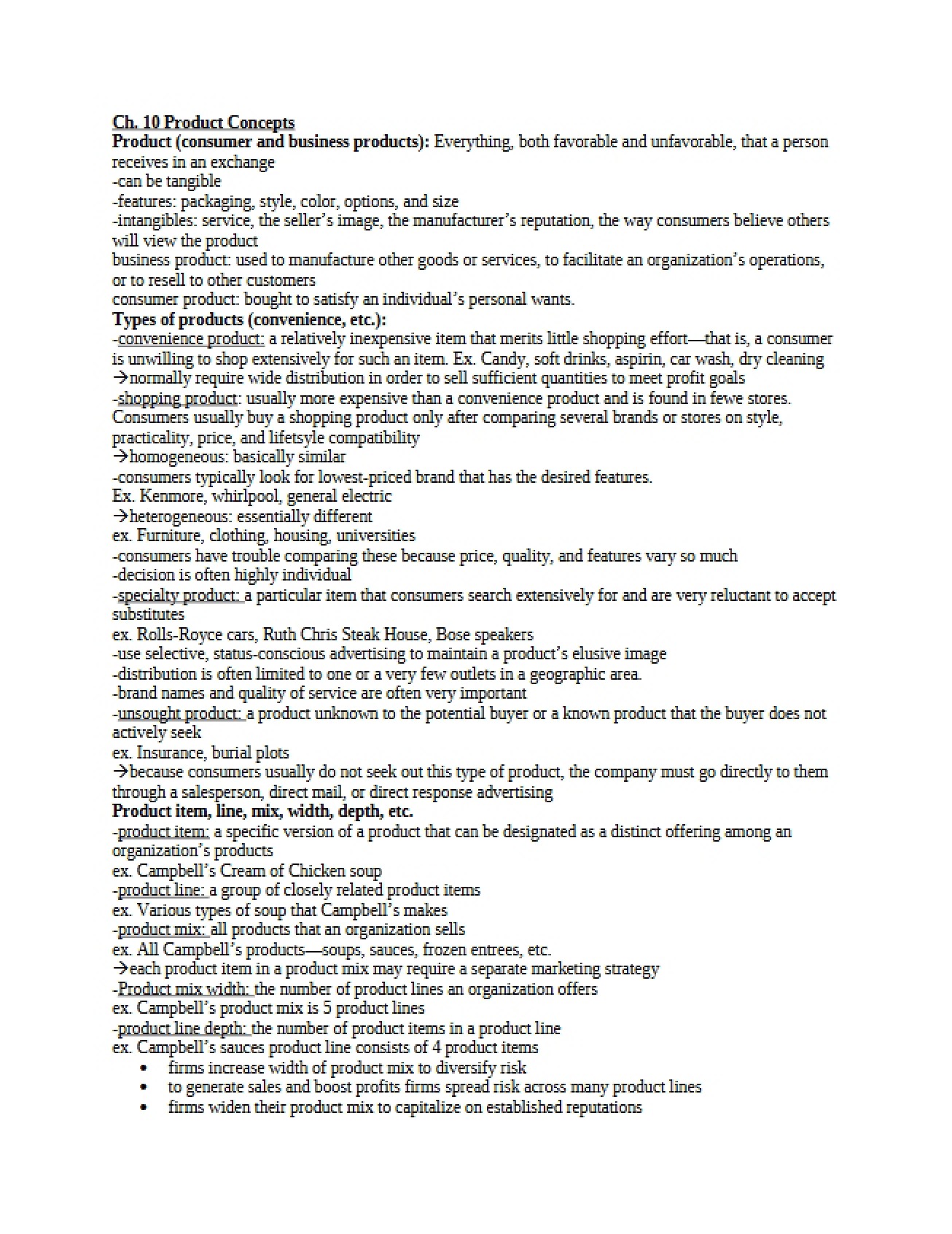 Product Concepts - Chapter Ten