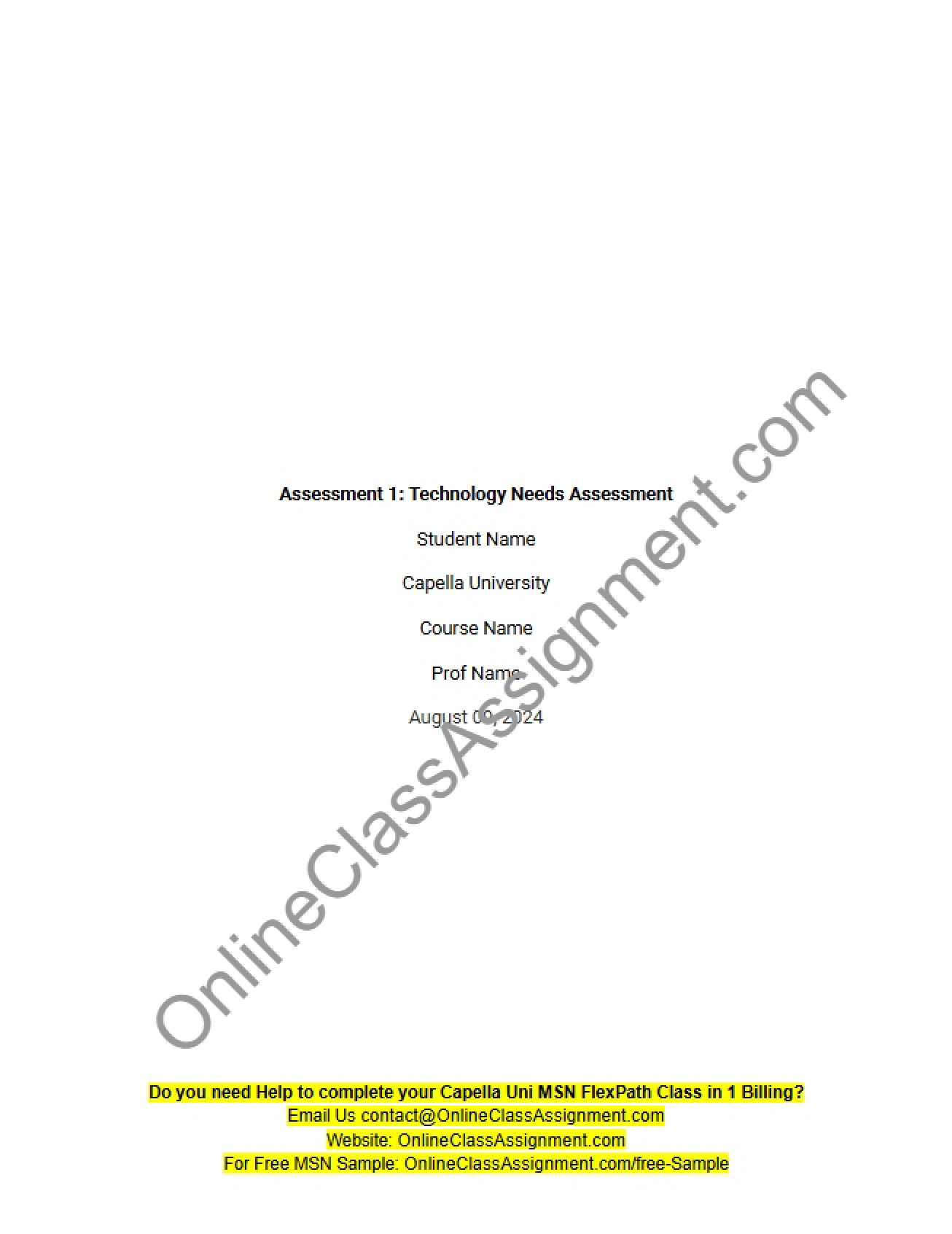 Needs Assessment for Technology Assessment 1